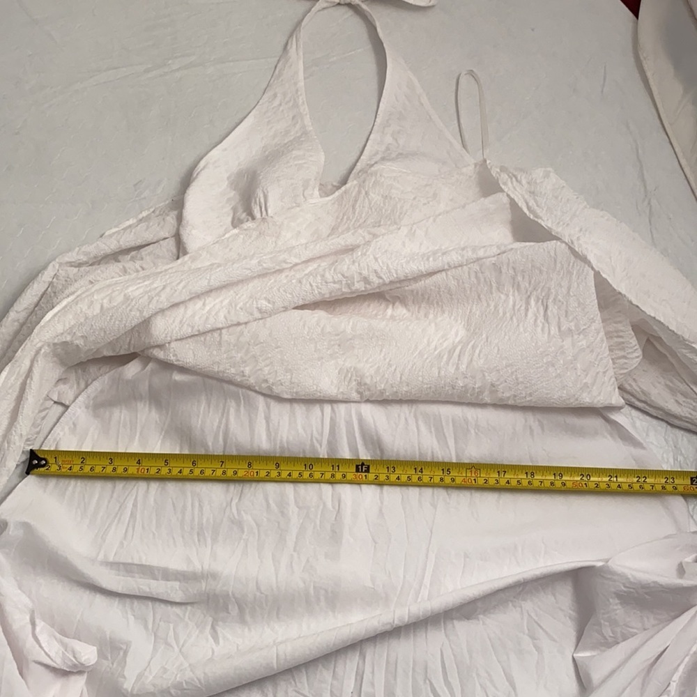 J Crew white textured cotton lined halter bridal dress 8 - Picture 10 of 10
